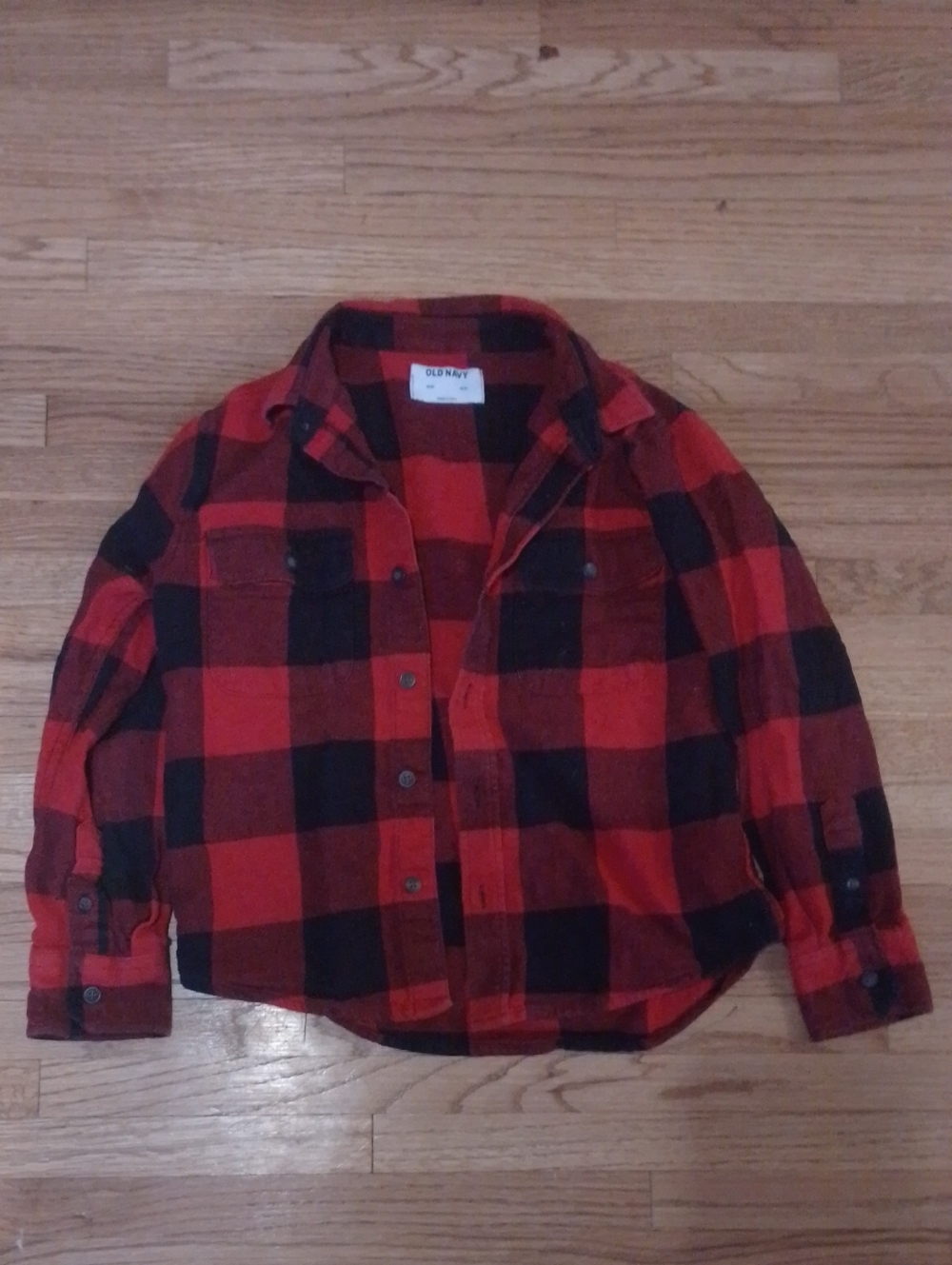 Old Navy Red & Black Plaid Button-Down Shirt for Kids
